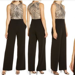 Vince Camuto sequin bodice wide leg jumpsuit